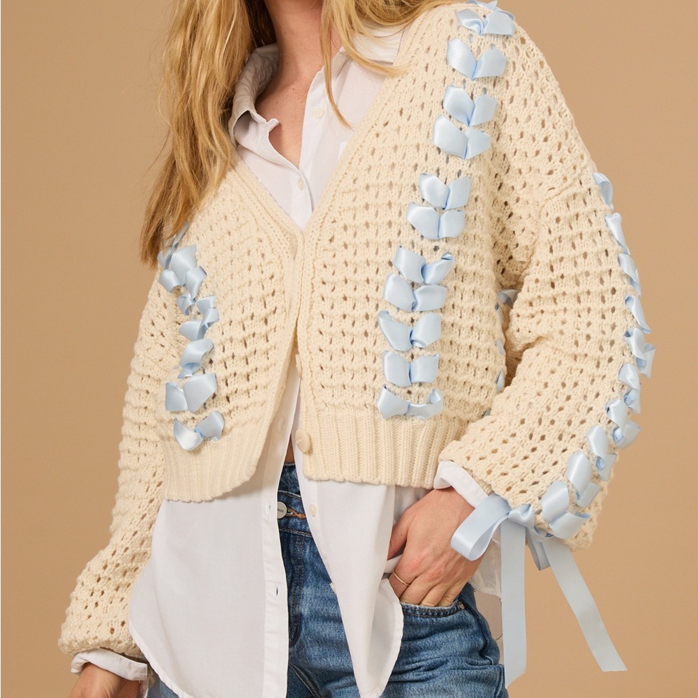 Altar'd State Cream and Blue Cardigan